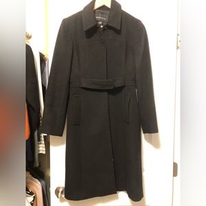 Long black wool trench coat